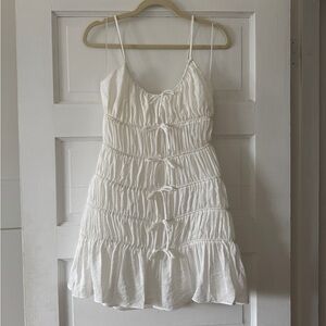 Birdy Grey White Ruched Mini Dress